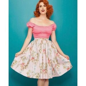 NWT Pinup Couture Jenny Skirt Petite length Pink Roses